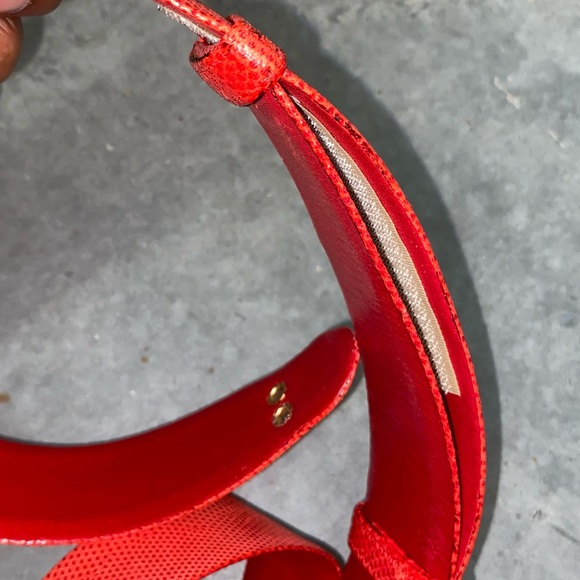 vtg Judith Leiber• Red Karung Bow Belt - Picture 7 of 7